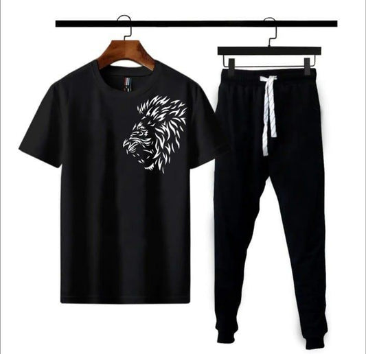 2 Pcs Men's Cotton Jersey Printed Track Suit