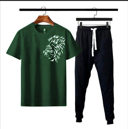 2 Pcs Men's Cotton Jersey Printed Track Suit