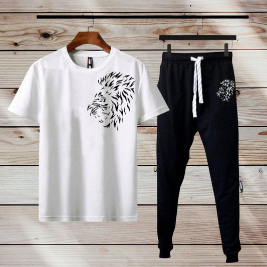 Men's Printed Polyester Track Suit - 2 Pcs Set for Comfort and Style