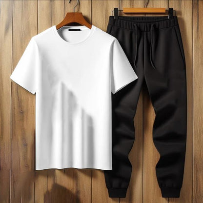 Men's Jersey Plain Track Suit - 2 Pcs (T-Shirt & Trouser)