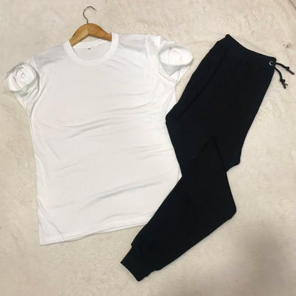 Men's Jersey Plain Track Suit - 2 Pcs (T-Shirt & Trouser)