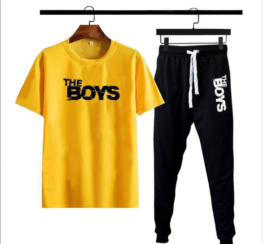 Men's Printed Polyester Track Suit - 2 Pcs in Vibrant Yellow