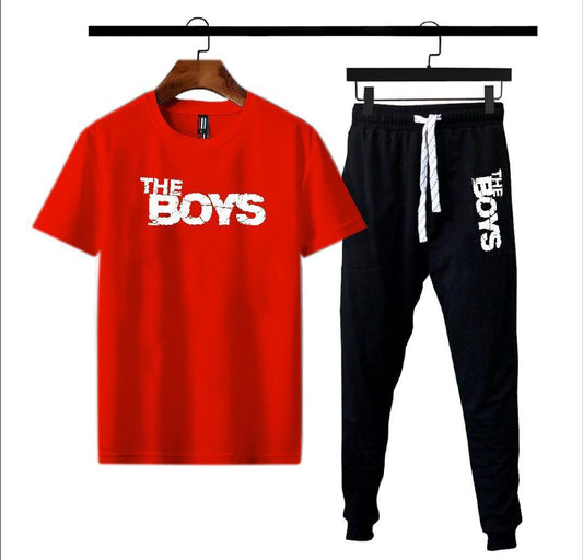 Men's Red Printed Polyester Track Suit - 2 Pcs