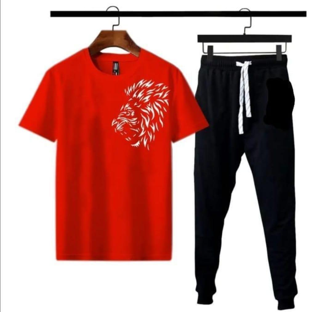 2 Pcs Men's Polyester Dri Fit Printed Track Suit