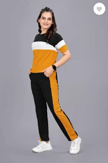 Stylish Yellow Printed Tracksuit - 2 Pcs for Women