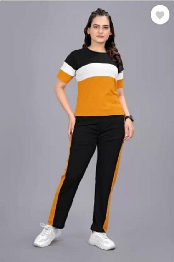 Stylish Yellow Printed Tracksuit - 2 Pcs for Women